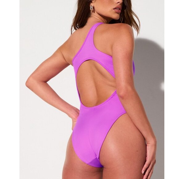 Fabletics Swimsuit One-Piece Neon Fuchsia One Shoulder Cutout Women's Size M - Picture 2 of 11